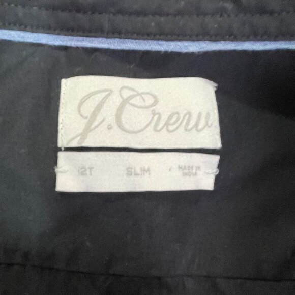 J Crew Slim Fit Black Cotton Stretch Button Down Shirt Long Sleeve Size 12 TALL - Picture 12 of 14